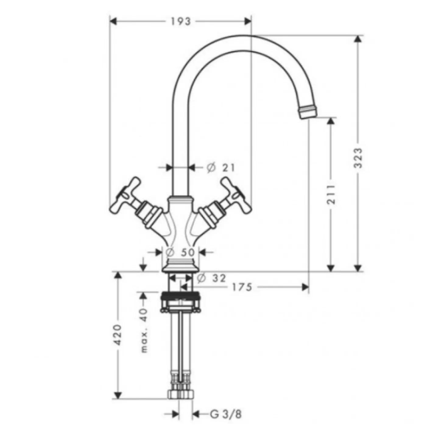 Смеситель для раковины Hansgrohe Axor Montreux (16502000) - Фото 1